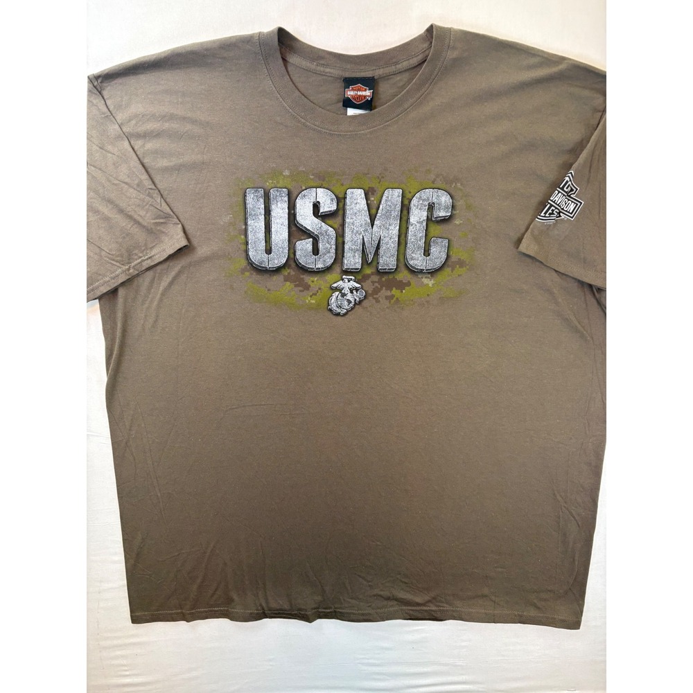 Harley-Davidson USMC Graphic T Shirt 3XL NWT Army Olive Green Mens Tee